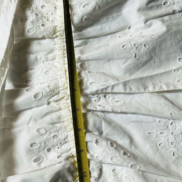 NWT 1 State white embroidered floral eyelet Lace V neck button Mini dress M - Picture 5 of 10